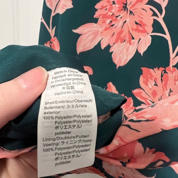 J. Crew Mercantile Printed Short Sleeve‎ Tie Shoulder Dress Green Pink Size 6 - Picture 7 of 7